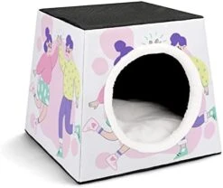 Printed Cat Cube Kitty House Indoor Cats Bed Cat Sofa Small Dogs Shelter Warm And Cozy Fried Chicken Foods -Greenies Pet Store 41ZYj9ege L. AC