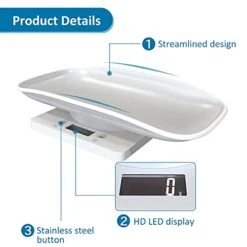 Newborn Kitten & Puppy Weight Scale, Multifunctional Digital Pet Scale, LCD Electronic Small Animal Food Scale, Weighing Max 33lbs, Tray Size 12" X 8", Not For Adult Cats/Dogs (White) -Greenies Pet Store 41a0NpYF37S
