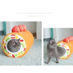 AnsonBoy Fruit Tart Cute Dog Cat Bed Cotton Cake Roll Shaped Pet Basket For Cats Funny Kitten Washable Sleep Cave Nest Warm Cozy Cushion -Greenies Pet Store 41a4Hi0OFJL