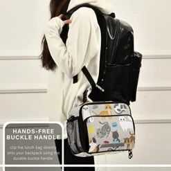 Eionryn Cute Kitty Cat With Cat Breeds Toys And Food Lunch Bags Lovely Cat Kitchen Lunch Box Insulated Cooler Bag Reusable Tote Shoulder Bag For Outdoor Picnic Meal Office -Greenies Pet Store 41a97GAR1jL