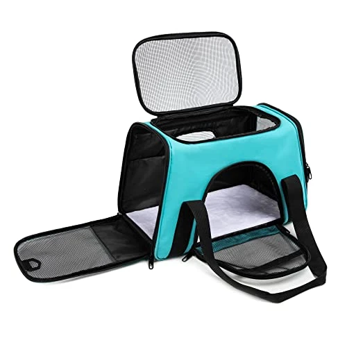 ROSEBB Pet Carrier,Dog Carrier Cat Carrier Airline Approved,Collapsible Soft Sided TSA Approved Pet Carrier For Medium And Small Cats, Puppies Up To 15 Lbs, Cat Travel Carrier(Medium Blue) 4 ROSEBB Pet Carrier,Dog Carrier Cat Carrier Airline Approved,Collapsible Soft Sided TSA Approved Pet Carrier For Medium And Small Cats, Puppies Up To 15 Lbs, Cat Travel Carrier(Medium Blue) - Image 2