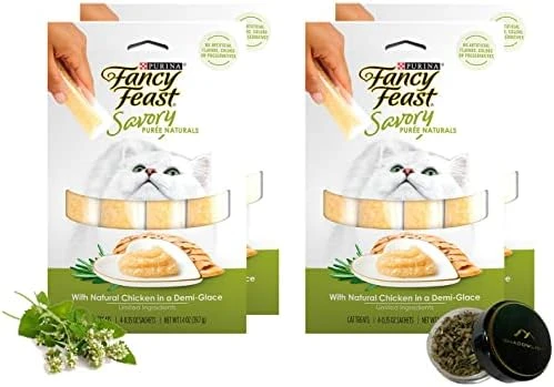 Shadowlish Fancy Feast Savory Purée Naturals In A Demi-Glace - Cat Treats Bundle With A Bonus Shadowlish Reusable Container Of Catnip 9 Shadowlish Fancy Feast Savory Purée Naturals In A Demi-Glace - Cat Treats Bundle With A Bonus Shadowlish Reusable Container Of Catnip - Image 7