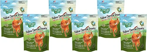 Emerald Pet 6 Pack Of Catnip Feline Dental Treats, 3 Ounces Each, Grain-Free Cat Treats Made In The USA 3 Emerald Pet 6 Pack Of Catnip Feline Dental Treats, 3 Ounces Each, Grain-Free Cat Treats Made In The USA