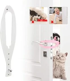 Cat Door Holder Latch,2 Packs Pink Cat Door Alternative Installs Fast Flex Latch Strap Let's Cats In & Keeps Dogs Out Of Litter Food Safe Baby Proof 5 Function Holes No Measuring No Pet Gate -Greenies Pet Store 41bxuPfaEL. AC