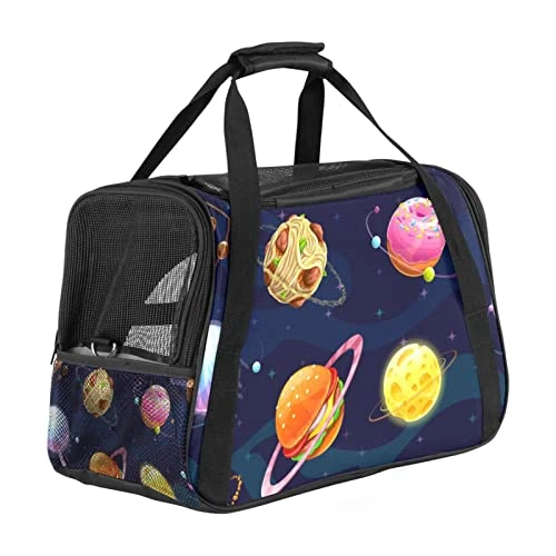Pet Carrier Funny Food Donuts Hamburger Galaxy Planets Soft-Sided Pet Travel Carriers For Cats,Dogs Puppy Comfort Portable Foldable Pet Bag Airline Approved 3 Pet Carrier Funny Food Donuts Hamburger Galaxy Planets Soft-Sided Pet Travel Carriers For Cats,Dogs Puppy Comfort Portable Foldable Pet Bag Airline Approved