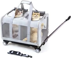 2-in-1 Large Cat Carrier With Wheels For Two Cats - Rolling Pet Carrier With Durable Wheels,Soft-Sided,Spacious - Double Cat Carrier Ideal For 2 Cats Up To 38 LBS,Breathable,Collapsible -Greenies Pet Store 41c74iTDuRL. AC