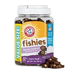 Arm & Hammer For Pets Cat Dental Treats, Fishies | Salmon Flavored Tartar Control Cat Treats For Cat Dental Care Baking Soda Enhanced Cat Treats, Extra Small Value Size (1lb)