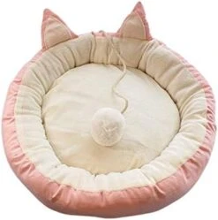 JENPECH Cute Cat Bed - Cat Ear Design - Non-Slip Bottom Comfortable Fabric Pet Sleeping Cushion For Cat - Comfortable Cat Bed For Indoor Cats -Greenies Pet Store 41dyB4BlWAL. AC