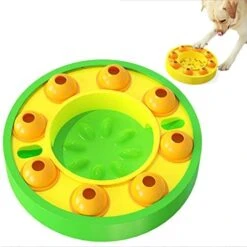 GENERIC Dog Cat Puzzle Toys, Cat Kitten Brain Toys Mentally Stimulation Toys Puzzle Feeder, Interactive Dog Cat Toys, Treat Dispenser Chew Toy Games, Dispensing Bowl Gifts For Puppy (Green And Yellow) -Greenies Pet Store 41g X1rtXOL. AC