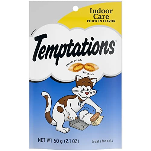 TEMPTATIONS Indoor Care Crunchy And Soft Cat Treats, Chicken Flavor, 2.1 Oz. Pouch (Pack Of 12) 3 TEMPTATIONS Indoor Care Crunchy And Soft Cat Treats, Chicken Flavor, 2.1 Oz. Pouch (Pack Of 12)