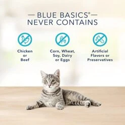 Blue Buffalo Basics Skin & Stomach Care, Grain Free Natural Adult Pate Wet Cat Food, Indoor Turkey 3-oz Cans (Pack Of 24) -Greenies Pet Store 41hZNgWIgvL