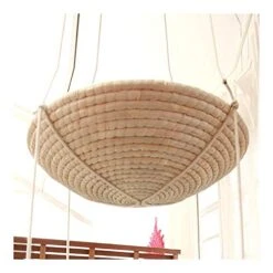 YangYan Cat Double Layer Hammock Sisal Round Bed Natural Straw And Cotton Cloth Safety Cat Hanging Beds Pet Comfortable Mats Cushions (Color : Blue Single Layer) -Greenies Pet Store 41itlixAgoL