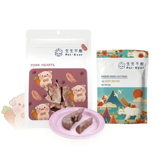 PET-EVER Freeze Dried Cat And Dog Treats Single Ingredient Human Grade Freeze Dried Raw Pork Heart-Rich Taurine Vb Cu,Maintain The Heart,Hair&Skin Care+Cat Food Tasting Pack 3 PET-EVER Freeze Dried Cat And Dog Treats Single Ingredient Human Grade Freeze Dried Raw Pork Heart-Rich Taurine Vb Cu,Maintain The Heart,Hair&Skin Care+Cat Food Tasting Pack