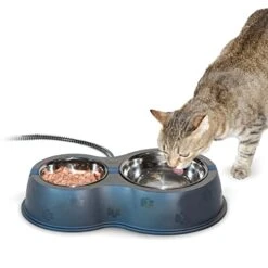 K&H Pet Products Thermo-Kitty Café Outdoor Heated Cat Bowl - No More Frozen Food Or Water
