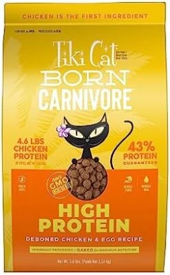 Tiki Cat Born Carnivore High Protein, Herring & Salmon Meal, Grain-Free Baked Kibble To Maximize Nutrients, Dry Cat Food, 2.8 Lbs. Bag -Greenies Pet Store 41l169t3 OL. AC
