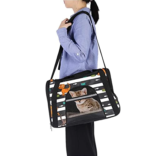 Pet Carrier Cute Cat Fish Food Pattern Soft-Sided Pet Travel Carriers For Cats,Dogs Puppy Comfort Portable Foldable Pet Bag Airline Approved 7 Pet Carrier Cute Cat Fish Food Pattern Soft-Sided Pet Travel Carriers For Cats,Dogs Puppy Comfort Portable Foldable Pet Bag Airline Approved - Image 5