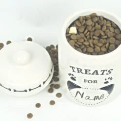 EassyHoo Airtight Dog Treat Container, Ceramic Dog Treat Jar With Lid, 4.2" Round X 6.5" Tall White Dog Treat Canister, Large Dog Cookie Jar For Dogs, Pet Treat Container Airtight, Dog Treat Jars For Pets -Greenies Pet Store 41njKe5Jg9L