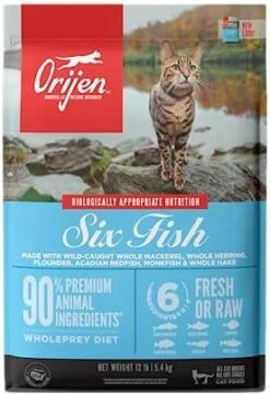 ORIJEN Six Fish Dry Cat Food, Grain Free Cat Food For All Life Stages, With WholePrey Ingredients, 4lb -Greenies Pet Store 41oFzXljbnL. AC