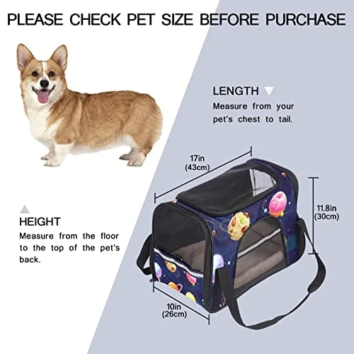Pet Carrier Funny Food Donuts Hamburger Galaxy Planets Soft-Sided Pet Travel Carriers For Cats,Dogs Puppy Comfort Portable Foldable Pet Bag Airline Approved 4 Pet Carrier Funny Food Donuts Hamburger Galaxy Planets Soft-Sided Pet Travel Carriers For Cats,Dogs Puppy Comfort Portable Foldable Pet Bag Airline Approved - Image 2