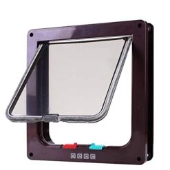 GENERIC Door M Size Cat Flap Door With 4 Way Lock Security Flap Door For Dog Cat Kitten Small Gate Door Kit Cat Door 2Pcs White -Greenies Pet Store 41pDALiDDHL