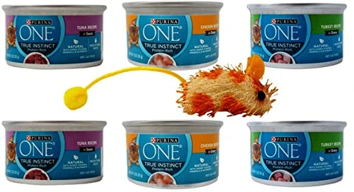 Purina One True Instinct Premium Wet Cat Food 3 Flavor 6 Can With Catnip Toy Sampler Bundle, 2 Each: Tuna Sauce, Chicken Gravy, Turkey Gravy (3 Ounces) 3 Purina One True Instinct Premium Wet Cat Food 3 Flavor 6 Can With Catnip Toy Sampler Bundle, 2 Each: Tuna Sauce, Chicken Gravy, Turkey Gravy (3 Ounces)