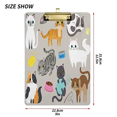 Cute Kitty Cat With Cat Breeds Toys And Food Plastic Clipboard Lovely Cat Kitchen Clipboards Low Profile Clip Boards For Students Office Man Woman Kids Standard A4 Letter Size 12.5x9 Inch Silver 4 Cute Kitty Cat With Cat Breeds Toys And Food Plastic Clipboard Lovely Cat Kitchen Clipboards Low Profile Clip Boards For Students Office Man Woman Kids Standard A4 Letter Size 12.5x9 Inch Silver - Image 2