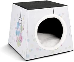 Printed Cat Cube Kitty House Indoor Cats Bed Cat Sofa Small Dogs Shelter Warm And Cozy Fried Chicken Foods -Greenies Pet Store 41qHsanSc0L. AC