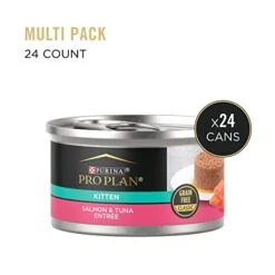 Purina Pro Plan Grain Free, Pate, High Protein Wet Kitten Food, DEVELOPMENT Salmon & Tuna Entree - (24) 3 Oz. Pull-Top Cans -Greenies Pet Store 41qLor7oWlL
