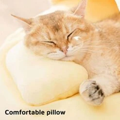 GENERIC Semi-Enclosed Cat Bed - Lovely Round Food Print Kennel Cat Bed Mat Cushion Bed House Kitten Cute Cat Soft Cave Bed For Dog Cat Pet Supply Home Décor -Greenies Pet Store 41qUVjDljGL