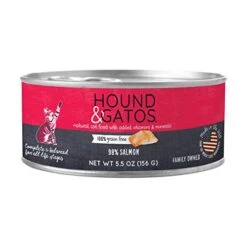 Hound & Gatos Wet Cat Food, 98% Salmon, Case Of 24, 5.5 Oz Cans