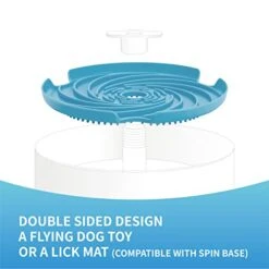 PetDreamHouse Spin Disc Slow Feeding Dog Bowl Insert And Frisbee, Slow Feeder Accessory Lick Mat, Blue -Greenies Pet Store 41s4odzDjVL