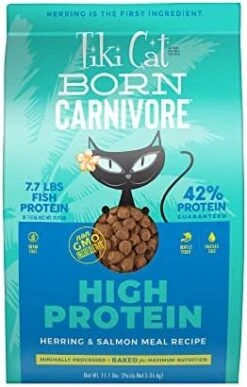 Tiki Cat Born Carnivore High Protein, Herring & Salmon Meal, Grain-Free Baked Kibble To Maximize Nutrients, Dry Cat Food, 2.8 Lbs. Bag -Greenies Pet Store 41seWXt16dL. AC