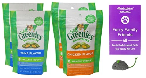 Greenies Smartbites Healthy Indoor Cat Treats 2 Flavor 4 Pouch Variety (2) Each: Tuna, Chicken (2.1 Ounces) Plus Catnip Toy And Animal Booklet Bundle 3 Greenies Smartbites Healthy Indoor Cat Treats 2 Flavor 4 Pouch Variety (2) Each: Tuna, Chicken (2.1 Ounces) Plus Catnip Toy And Animal Booklet Bundle