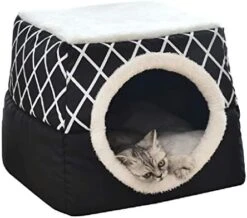 Koolee Pet Bed Pet House Pet Plaid Cashmere Cat Litter Cat House Pet Supplies (Black,XL) -Greenies Pet Store 41tKw39AGcL. AC