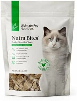 ULTIMATE PET NUTRITION Nutra Bites For Cats, Freeze Dried Raw Treats, Single Ingredient, Grain Free, Chicken Breast, 2.5 Ounce -Greenies Pet Store 41u9VH4gwnL. AC