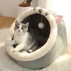 JENPECH Cat Bed Cave For Indoor Cats - Soft Cute Small Cat Bed Warm Pet Basket Kitten Lounger Cushion For Home - Small Pet Bed That Serves As A Cat Cave, Cat Condo -Greenies Pet Store 41vp01X0MWS