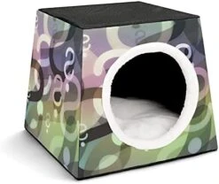 Printed Cat Cube Kitty House Indoor Cats Bed Cat Sofa Small Dogs Shelter Warm And Cozy Fried Chicken Foods -Greenies Pet Store 41xqfuYo5CL. AC