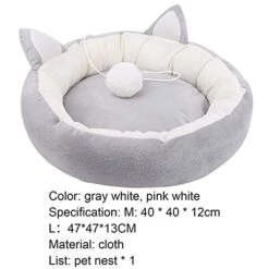 JENPECH Cute Cat Bed - Cat Ear Design - Non-Slip Bottom Comfortable Fabric Pet Sleeping Cushion For Cat - Comfortable Cat Bed For Indoor Cats -Greenies Pet Store 41y27V0O8LS