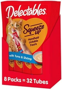Hartz Delectables Squeeze Up Interactive Lickable Wet Cat Treats For Adult & Senior Cats, Tuna & Salmon, 4 Count(Pack Of 8) -Greenies Pet Store 41zp1rLsSL. AC