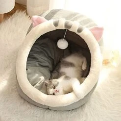 JENPECH Cat Bed Cave For Indoor Cats - Soft Cute Small Cat Bed Warm Pet Basket Kitten Lounger Cushion For Home - Small Pet Bed That Serves As A Cat Cave, Cat Condo -Greenies Pet Store 41zuYAVMVJS