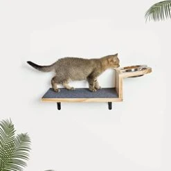 A.FATI Cat Wall Shelf, Wooden Cat Feeding Shelf With 2 Raised Bowls, 15° Tilted Feeding Position, Cat Shelves And Perches For Eating, Playing, Sleeping & Lounging -Greenies Pet Store 41zys2KmjkL. AC