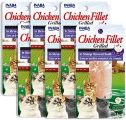 INABA Natural, Premium Hand-Cut Grilled Chicken Fillet Cat Treats/Topper/Complement With Vitamin E And Green Tea Extract, 0.9 Ounces Each, Pack Of 10, Variety Pack -Greenies Pet Store 51 wj0hX9gL. AC