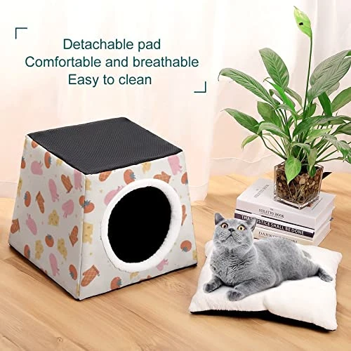 Indoor Cat House Cat Bed Cat Sofa Printed Cat Cube With Small Pillow For Kitty Small Dogs Food Chicken Glove 5 Indoor Cat House Cat Bed Cat Sofa Printed Cat Cube With Small Pillow For Kitty Small Dogs Food Chicken Glove - Image 3