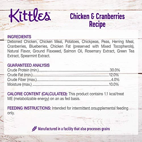 Wellness Kittles Cat Treat Variety Pack (Chicken & Cranberries, Salmon & Cranberries, And Tuna & Cranberries Flavors), Nine 2-Ounce Bags 8 Wellness Kittles Cat Treat Variety Pack (Chicken & Cranberries, Salmon & Cranberries, And Tuna & Cranberries Flavors), Nine 2-Ounce Bags - Image 6