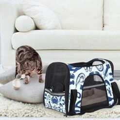 Pet Carrier Blue Seafood Pattern Soft-Sided Pet Travel Carriers For Corgi,Cats,Dogs Puppy Comfort Portable Foldable Pet Bag Airline Approved -Greenies Pet Store 511bP7TfGtL