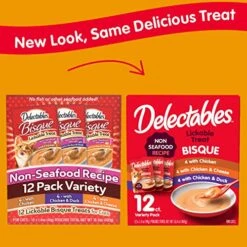 Delectables Bisque Non-Seafood Lickable Wet Cat Treats, Variety Pack, 12 Count (Pack Of 1) -Greenies Pet Store 511chN93d3L