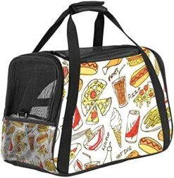 Pet Carrier Fast Food Pizza Hamburg Hot Dog Pattern Soft-Sided Pet Travel Carriers For Cats,Dogs Puppy Comfort Portable Foldable Pet Bag Airline Approved -Greenies Pet Store 511qEbjEMwS. AC