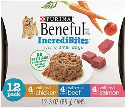 Purina Beneful Small Breed Wet Dog Food Variety Pack, IncrediBites With Real Beef, Chicken Or Salmon - (30) 3 Oz. Cans 10 Purina Beneful Small Breed Wet Dog Food Variety Pack, IncrediBites With Real Beef, Chicken Or Salmon - (30) 3 Oz. Cans - Image 8