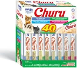 INABA Churu Cat Treats, Grain-Free, Lickable, Squeezable Creamy Purée Cat Treat/Topper With Vitamin E & Taurine, 0.5 Ounces Each Tube, 40 Tubes, Chicken Variety Box -Greenies Pet Store 512iTW5SzL. AC