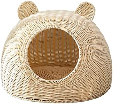 GAMIRA Pet Nest Pet House Rattan Cat Nest Summer Semi-Closed Indoor Sleeping Bed Mat Breathable Durable Puppy Basket For Small Medium Cats/Dogs (Color : Beige) 7 GAMIRA Pet Nest Pet House Rattan Cat Nest Summer Semi-Closed Indoor Sleeping Bed Mat Breathable Durable Puppy Basket For Small Medium Cats/Dogs (Color : Beige) - Image 5